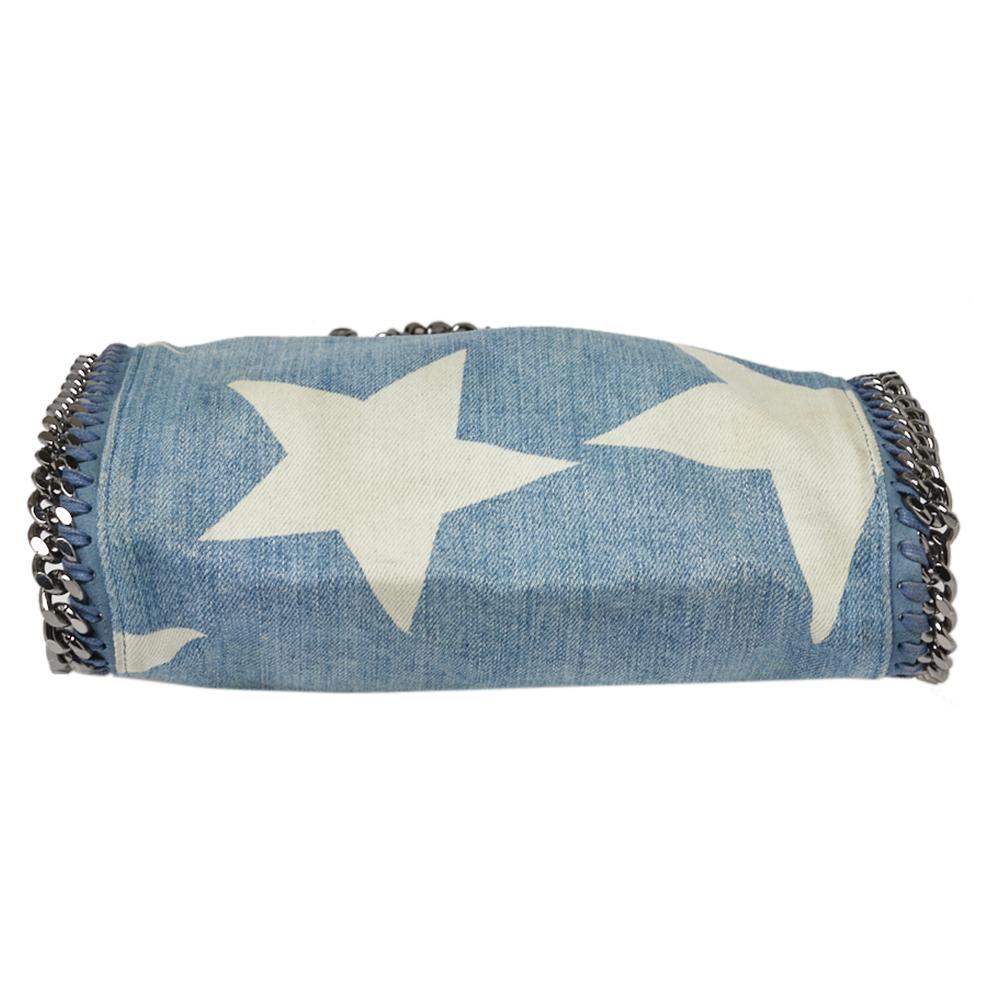 Gray Stella McCartney Light Blue Denim Star Print Baby Falabella Bag