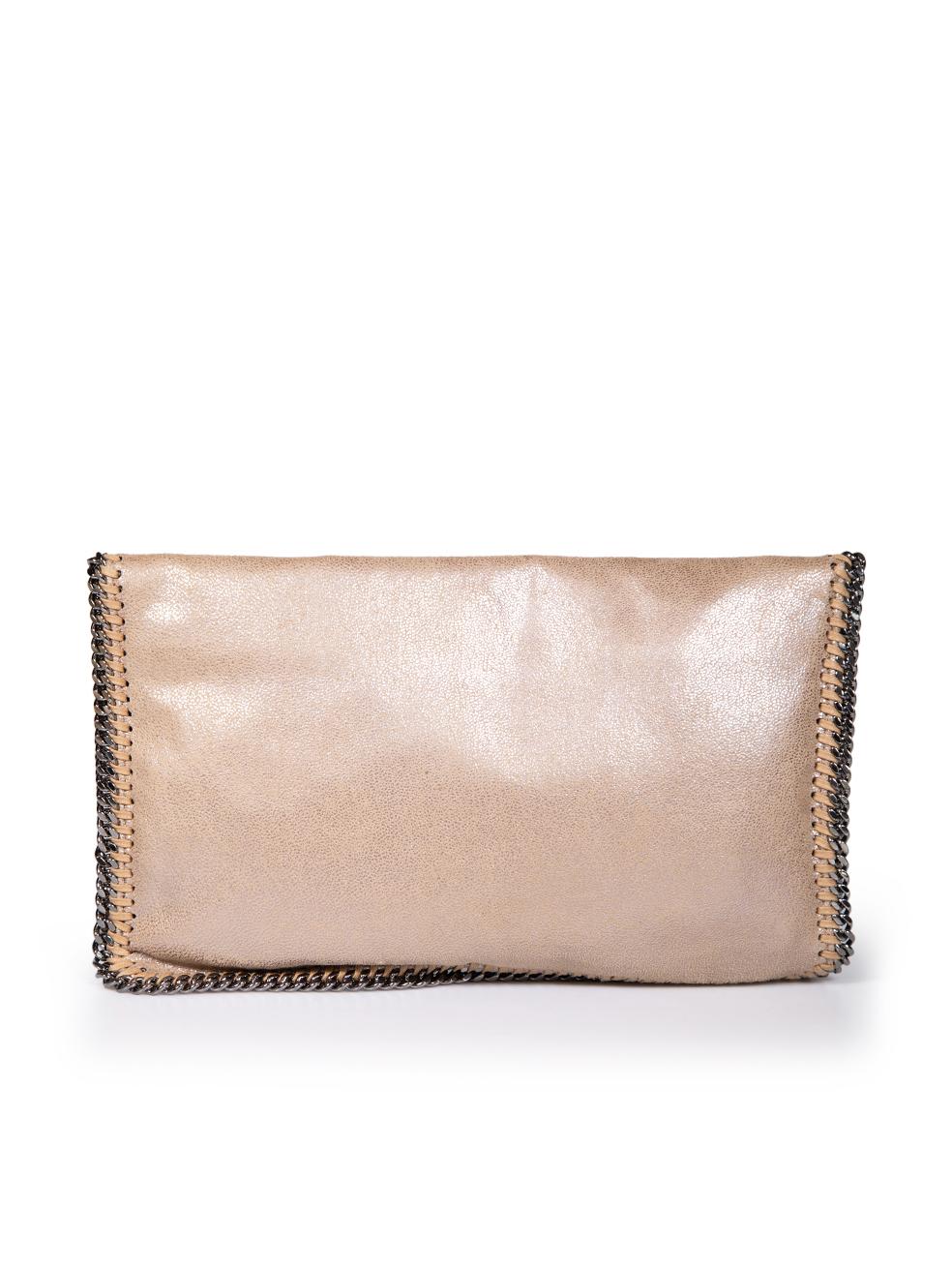 Stella McCartney Light Brown Faux Leather Falabella Clutch In Good Condition For Sale In London, GB