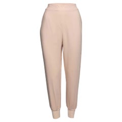 Stella McCartney Light Pink Crepe Rib Knit Trimmed Pants M