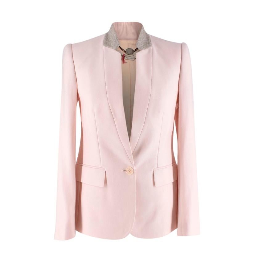 Stella McCartney Light Pink Pique Single Breasted Blazer - US 00 For Sale