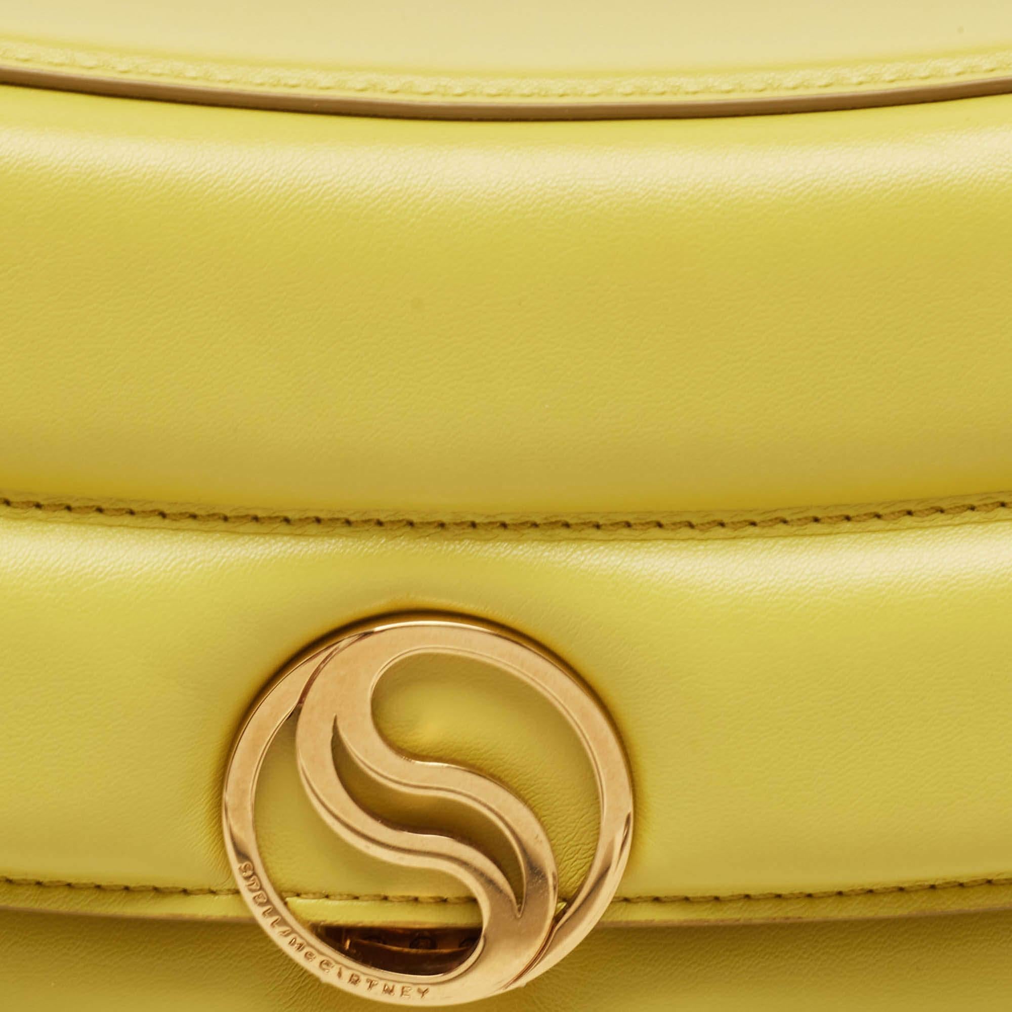 Women's Stella McCartney Lime Faux Leather S-Wave Padded Shoulder Bag