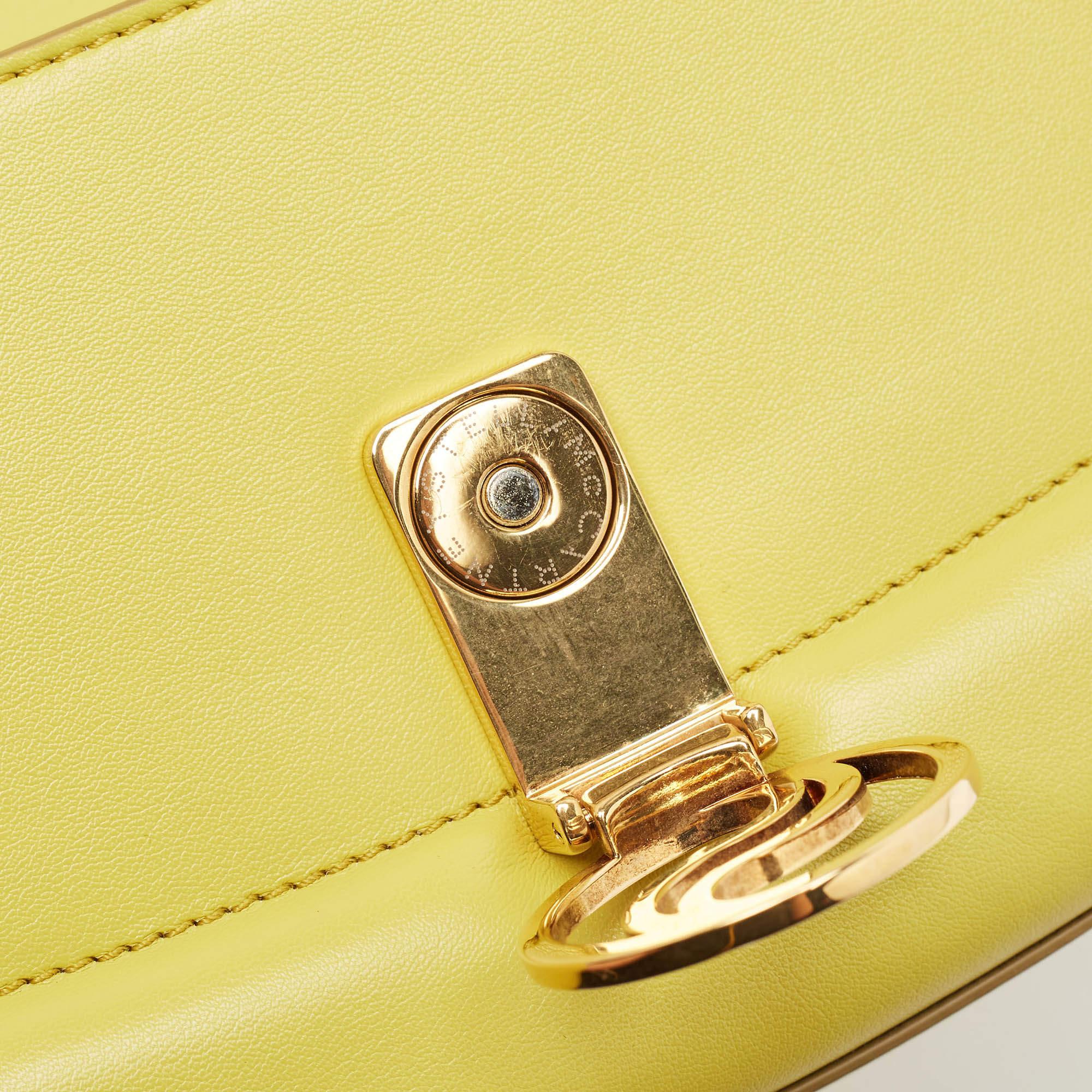 Stella McCartney Lime Faux Leather S-Wave Padded Shoulder Bag 1