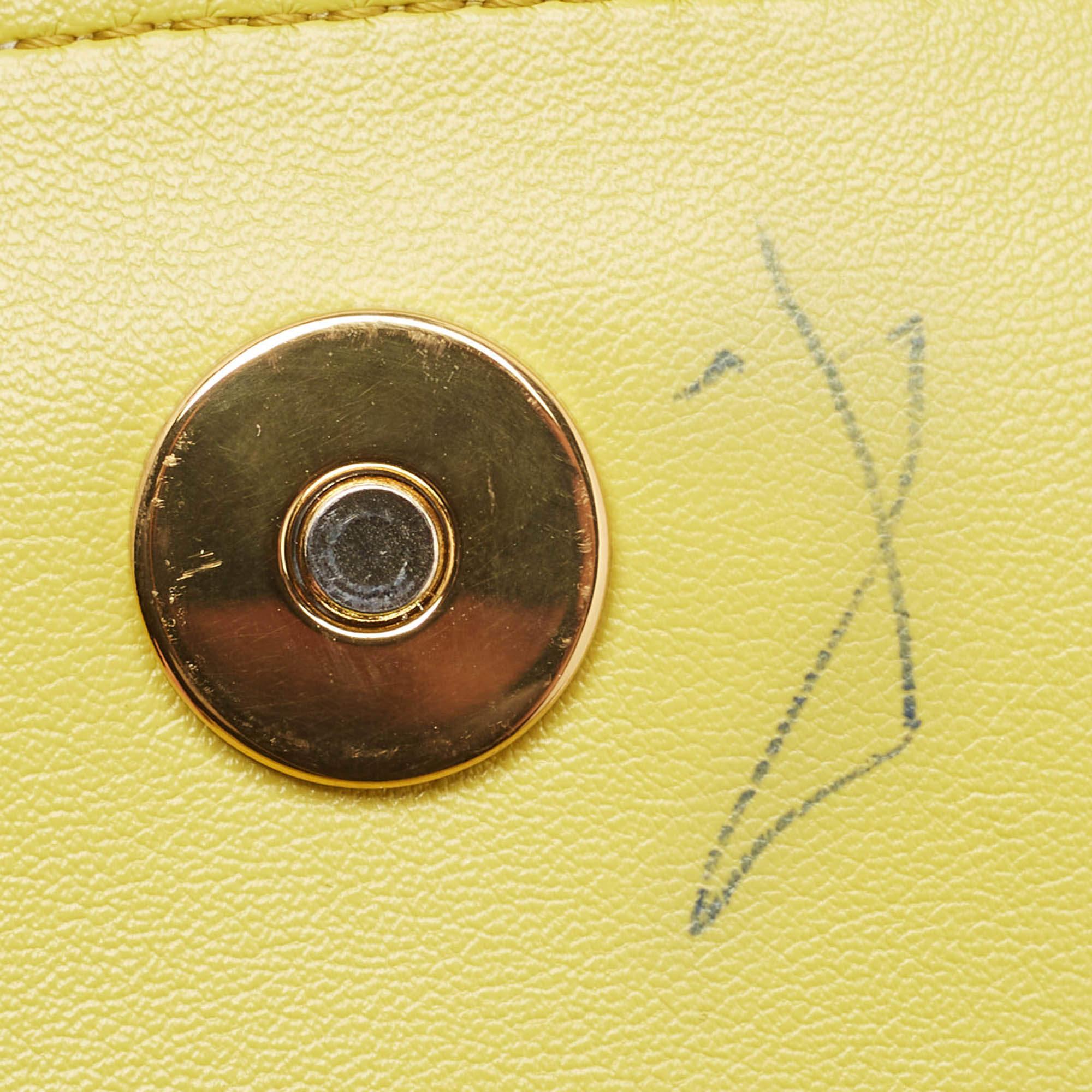 Stella McCartney Lime Faux Leather S-Wave Padded Shoulder Bag 2