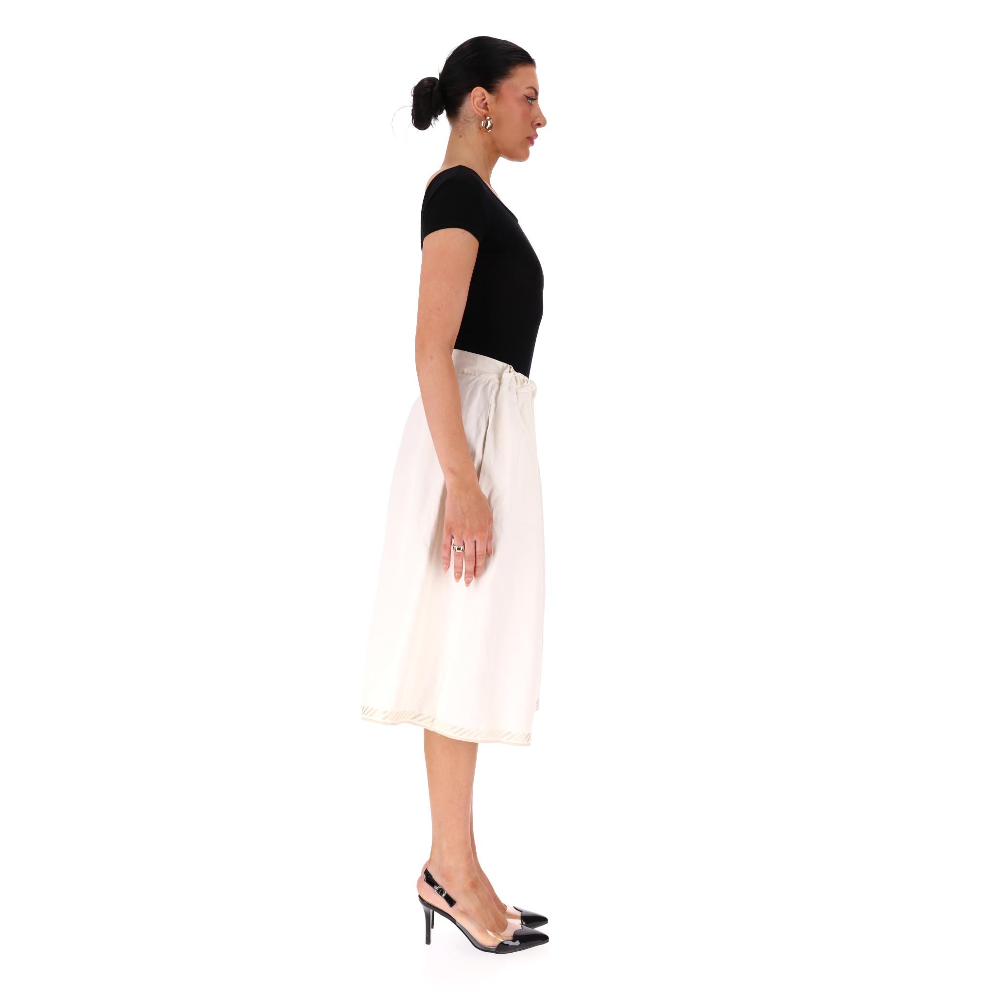 Blanc Stella McCartney - Jupe-culotte à jambe large en lin mélangé en vente