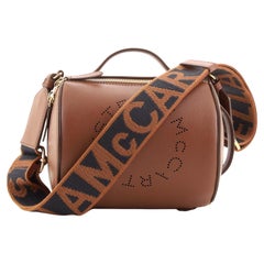 Stella McCartney Logo Barrel Bag Perforated Faux Leather Small