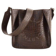 Stella McCartney Logo Crossbody Bag Crocodile Embossed Faux Leather Mini