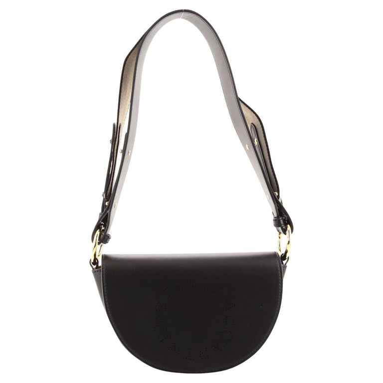 Stella McCartney Marlee Logo Saddle Bag Perforated Faux Leather Small ...