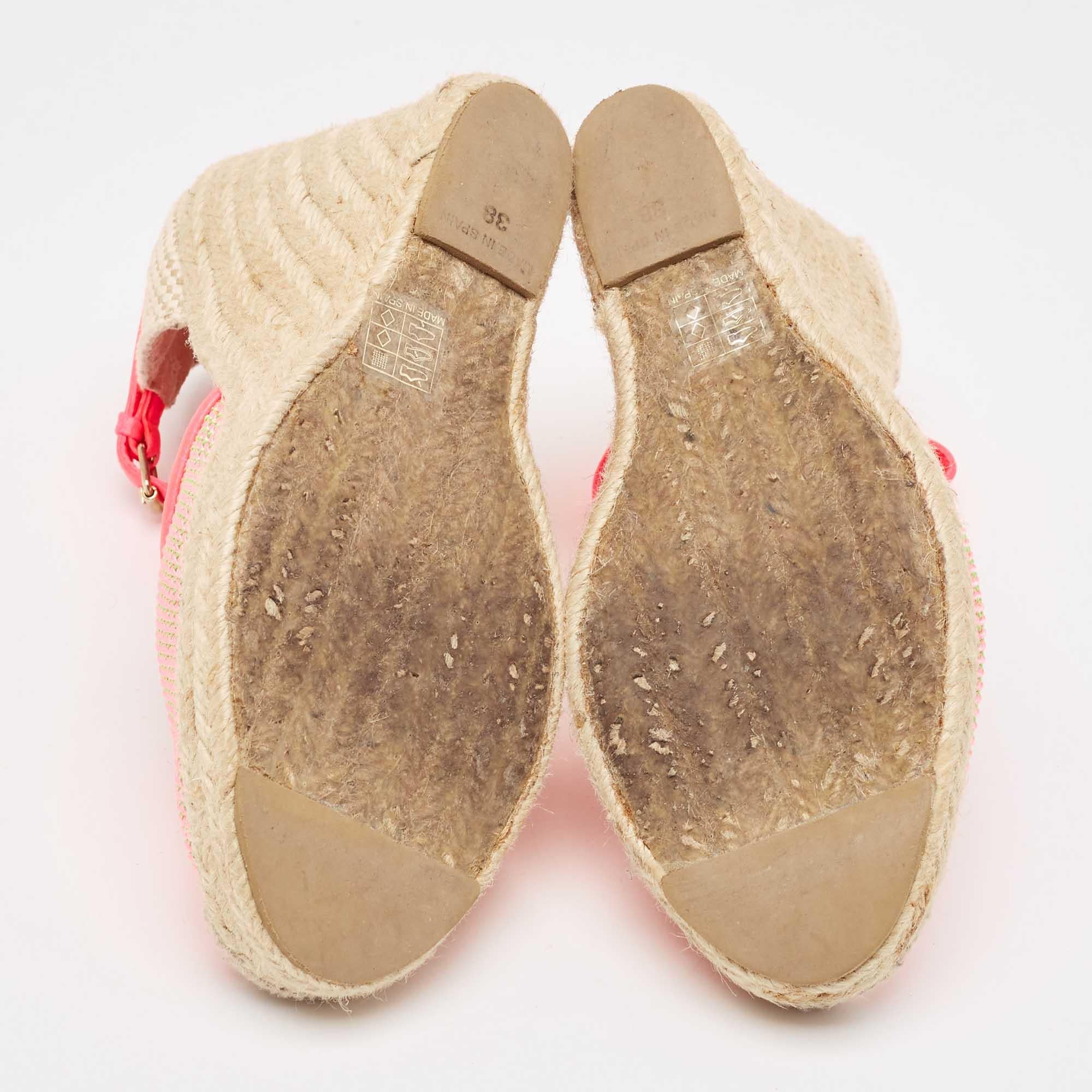 Stella McCartney - Sandales espadrilles compensées à lanières à la cheville en maille tissée, taille 38 en vente 1
