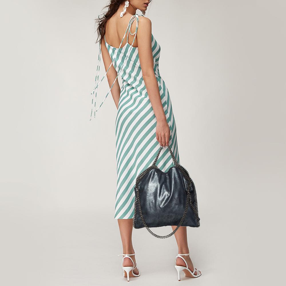 Stella McCartney Metallic-Blau Kunstleder Kleine Falabella-Tasche (Schwarz)