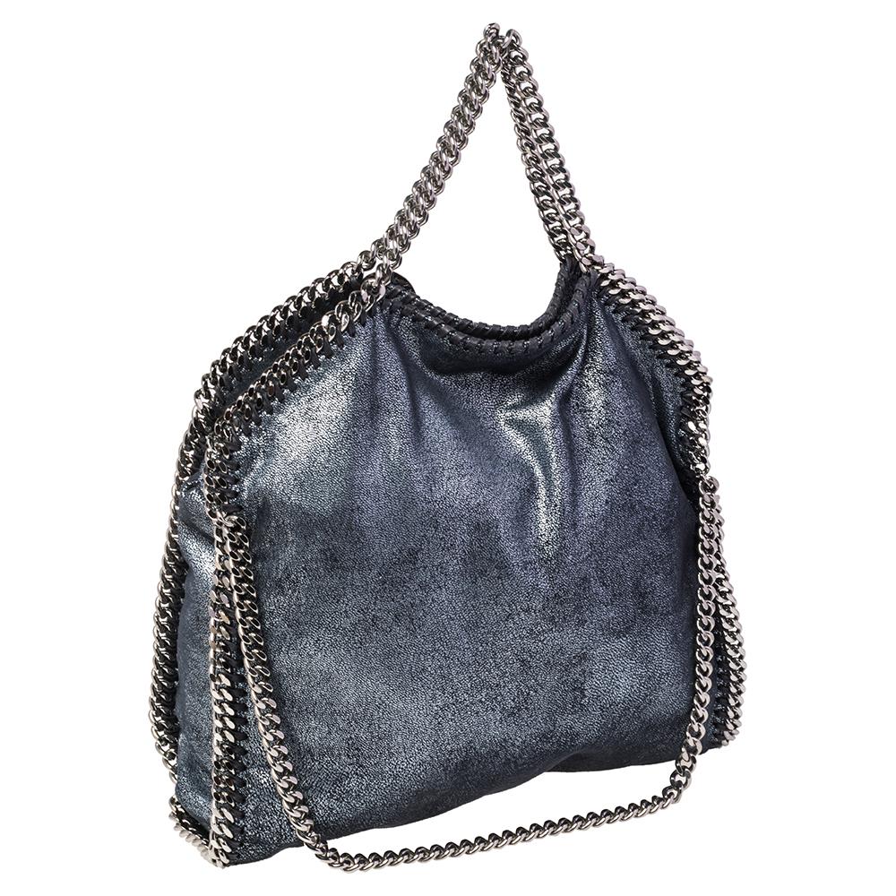 Stella McCartney Metallic-Blau Kunstleder Kleine Falabella-Tasche im Zustand „Gut“ in Dubai, Al Qouz 2