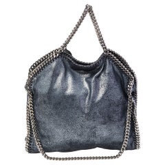 Stella McCartney Metallic Blue Faux Leather Small Falabella Tote