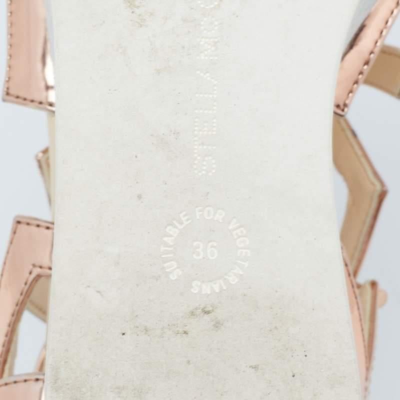 Stella McCartney Metallic Bronze Faux Patent Leather Hackney Platform Sandals  For Sale 2