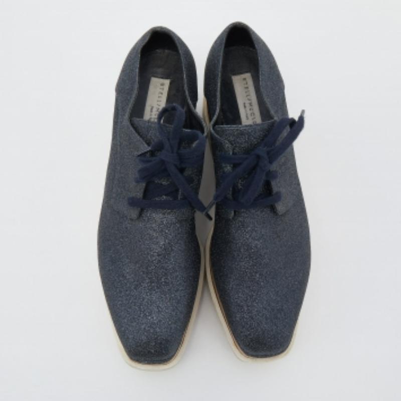 Black Stella McCartney Metallic Glitter Elyse Platform Derby Sneakers Size 38 For Sale