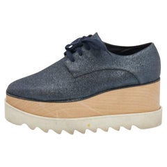Stella McCartney Metallic Glitter Elyse Platform Derby Sneakers Size 38