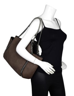 Stella McCartney Metallic Leopard/Taupe Faux Leather Reversible Falabella Tote