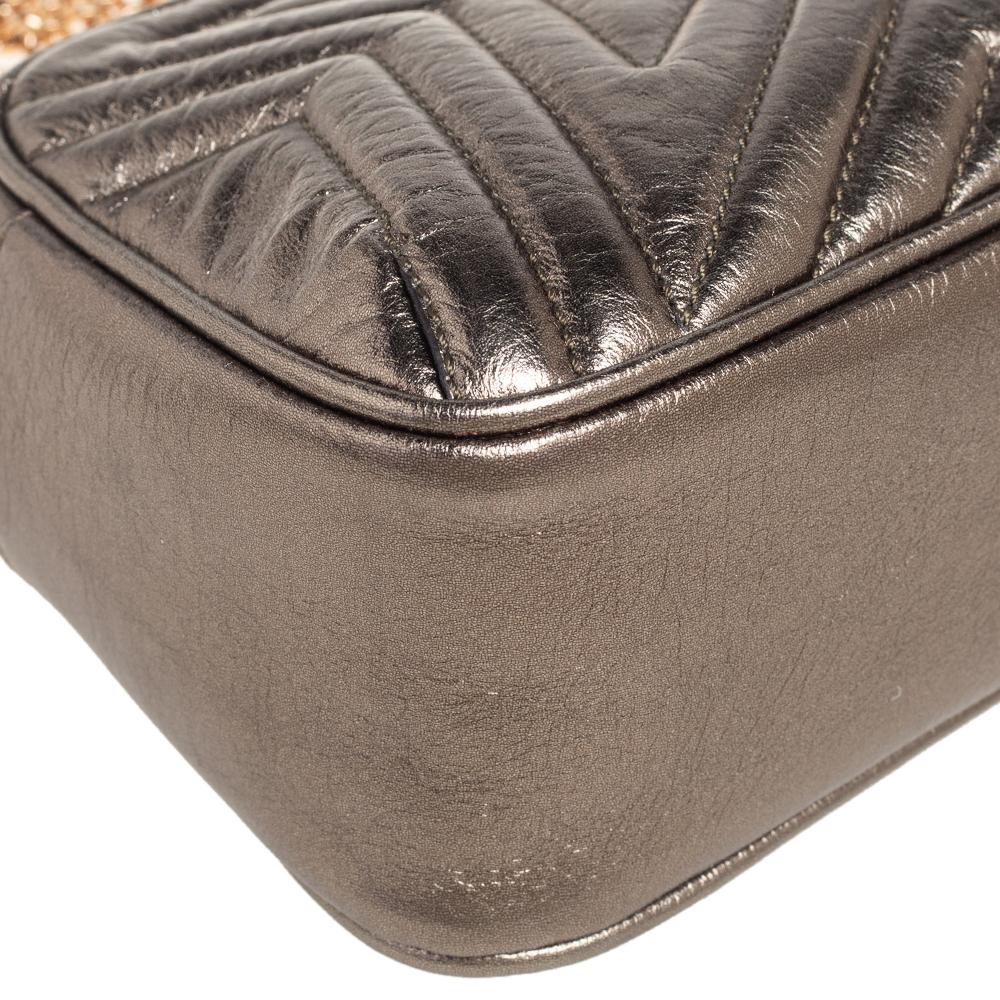 Stella McCartney Metallic Olive Green Quilted Faux Stella Star Crossbody Bag 5