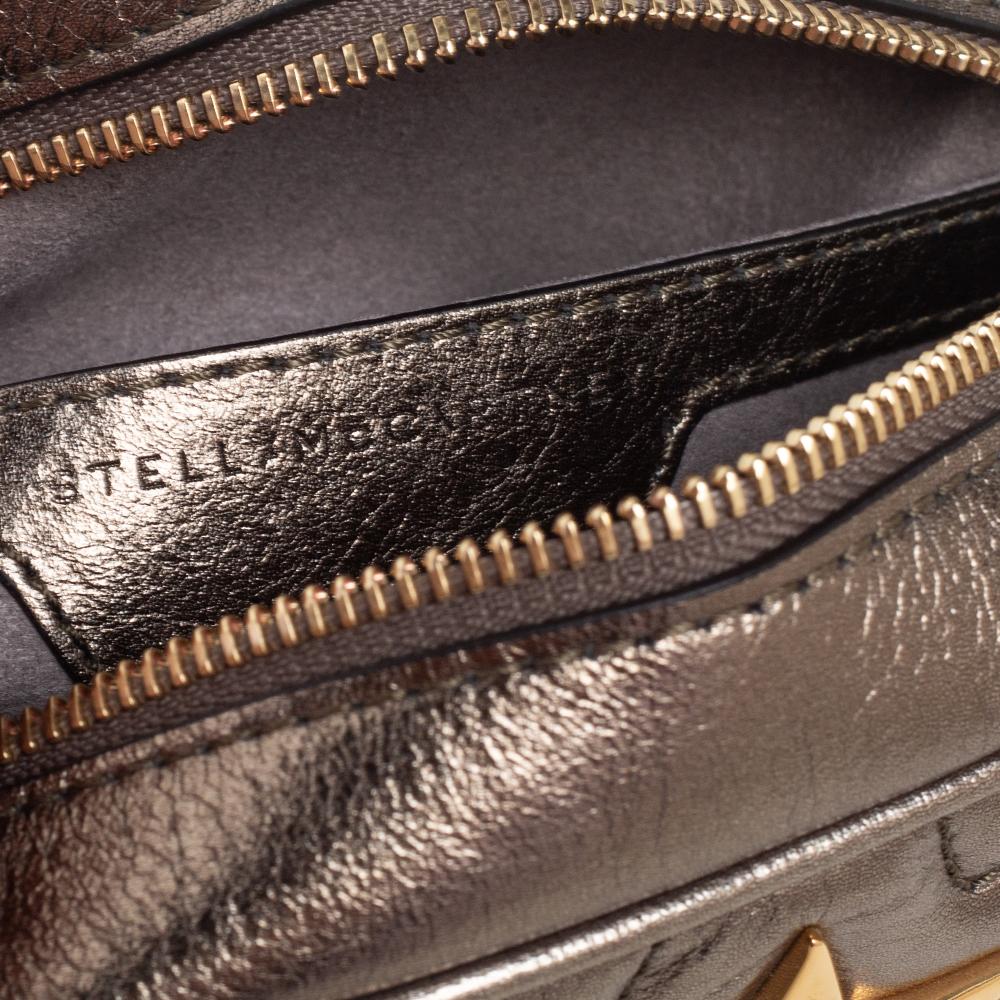 Stella McCartney Metallic Olive Green Quilted Faux Stella Star Crossbody Bag 3