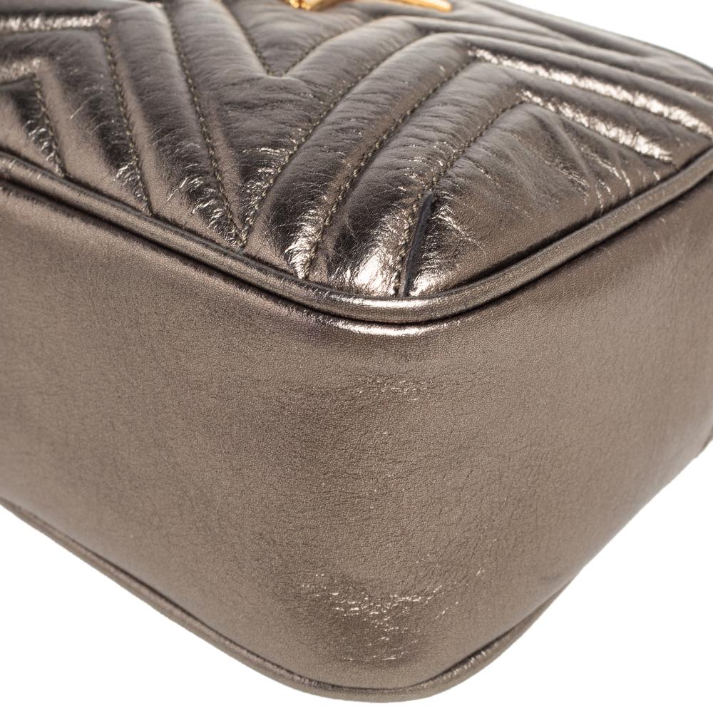 Stella McCartney Metallic Olive Green Quilted Faux Stella Star Crossbody Bag 4
