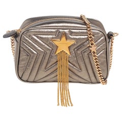 Stella McCartney Metallic Olive Green Quilted Faux Stella Star Crossbody Bag