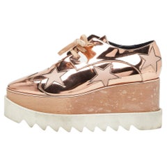 Stella McCartney Metallic Rose Gold Faux Leather Elyse Platform Derby Size 37