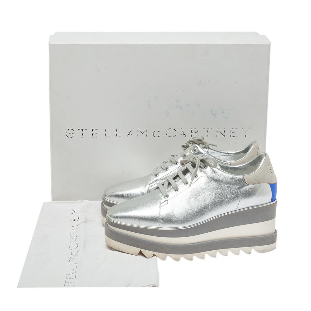 Stella McCartney Metallic Silver Faux Sneak Elyse Derby Sneaker s Size 37.5 3