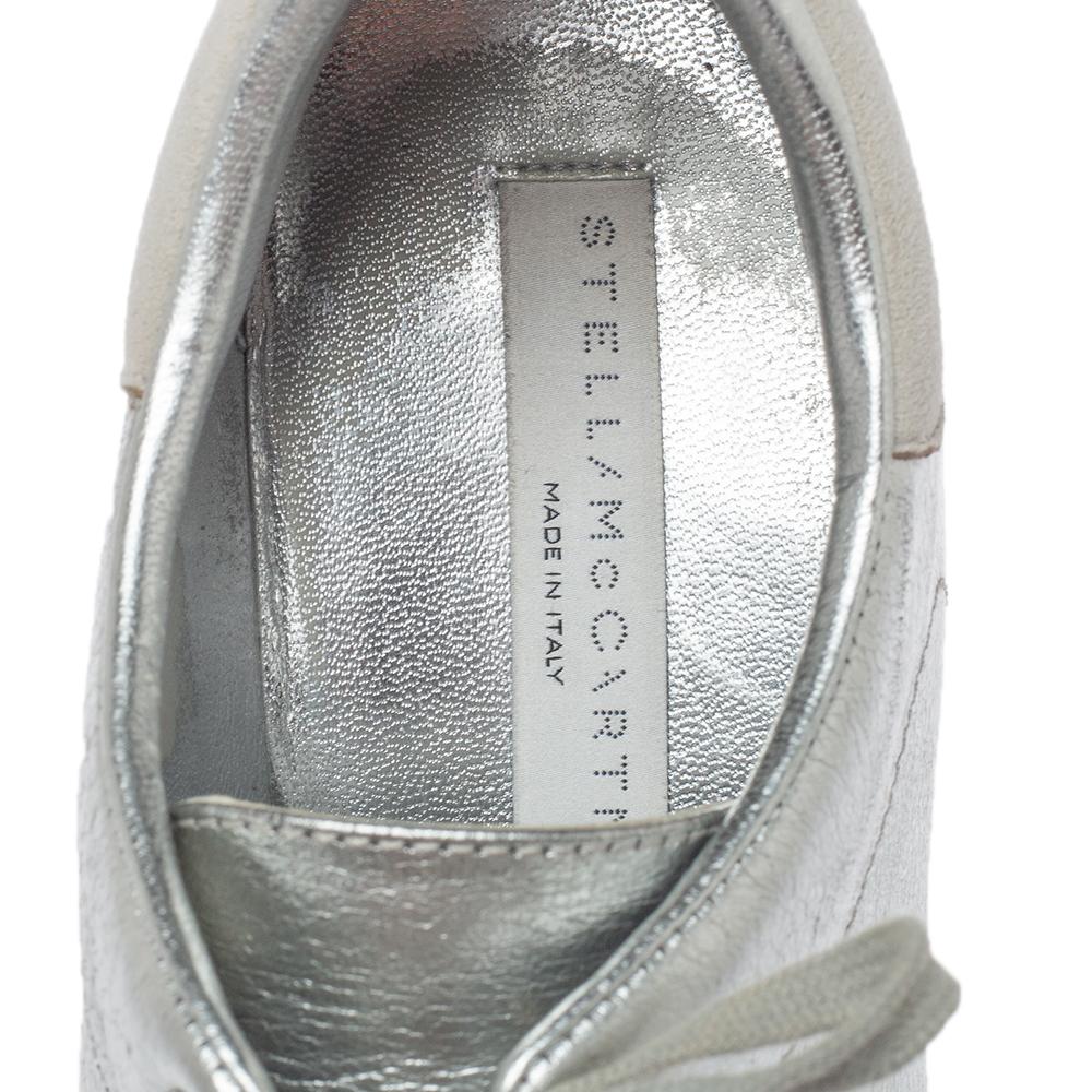 Women's Stella McCartney Metallic Silver Faux Sneak Elyse Derby Sneaker s Size 37.5