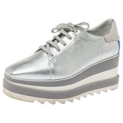 Stella McCartney Metallic Silver Faux Sneak Elyse Derby Sneaker s Size 37.5