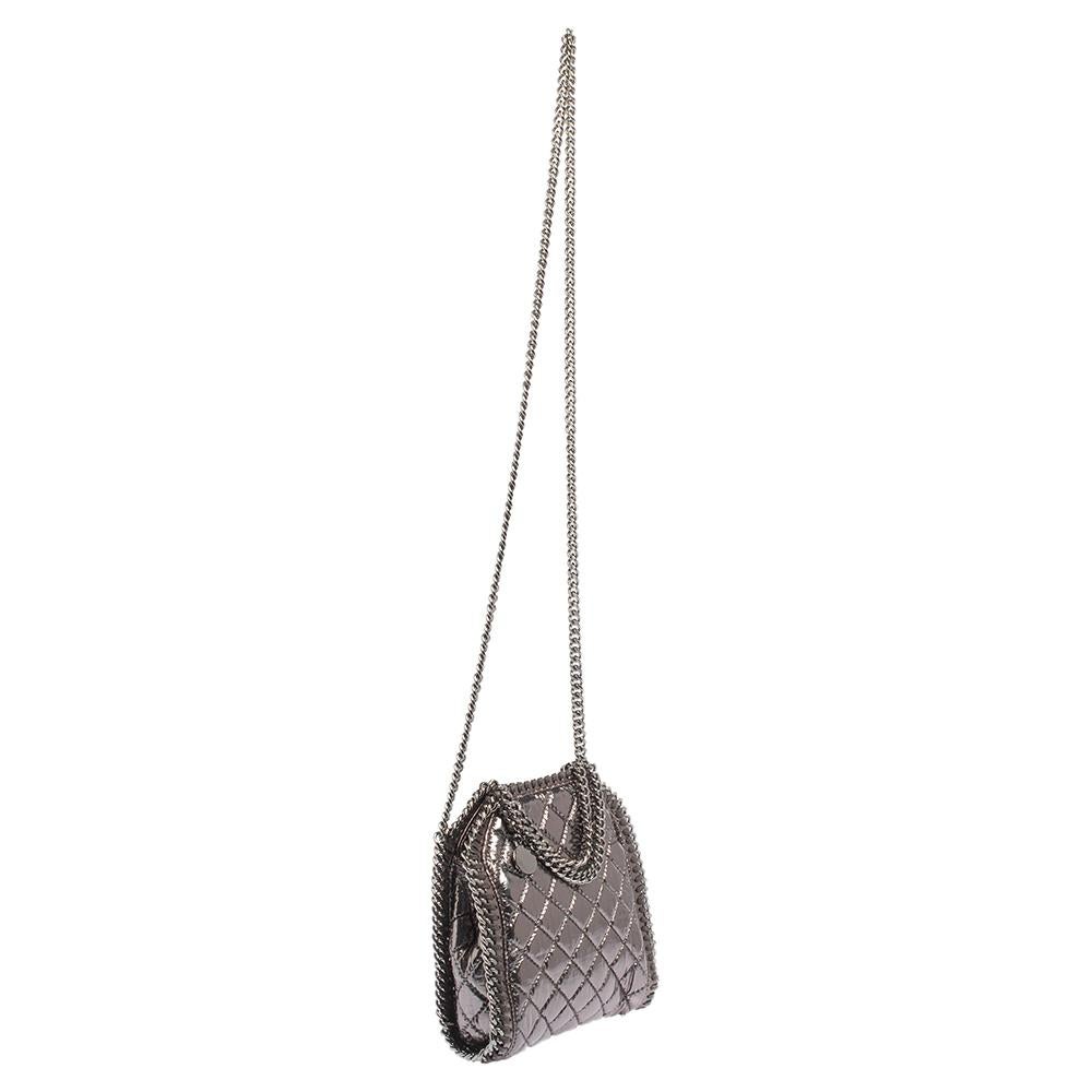 Women's Stella McCartney Metallic Silver Faux Tiny Falabella Crossbody Bag