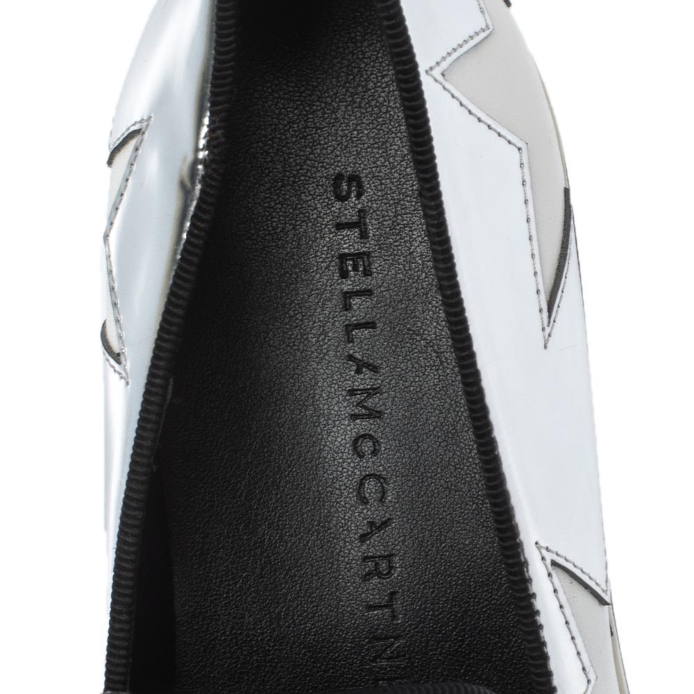 Gray Stella McCartney Metallic Silver White Star Platform Binx Sneakers Size 35
