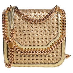 Stella McCartney Metallic Woven Leather Medium Box Shoulder Bag