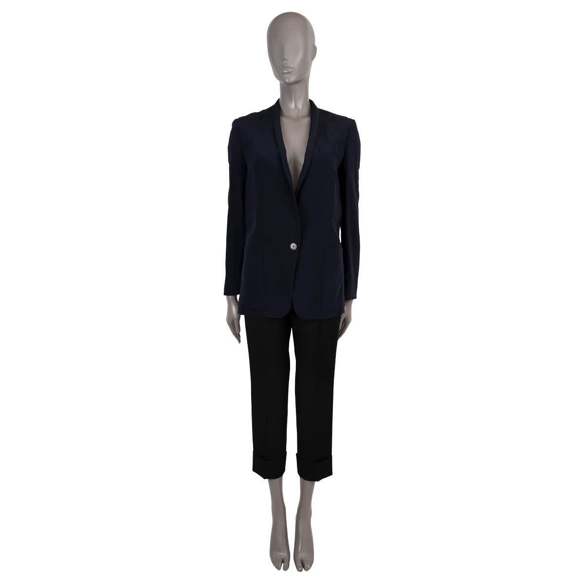STELLA MCCARTNEY midnight blue silk SHAWL COLLAR Blazer Jacket 38 XS In Excellent Condition For Sale In Zürich, CH