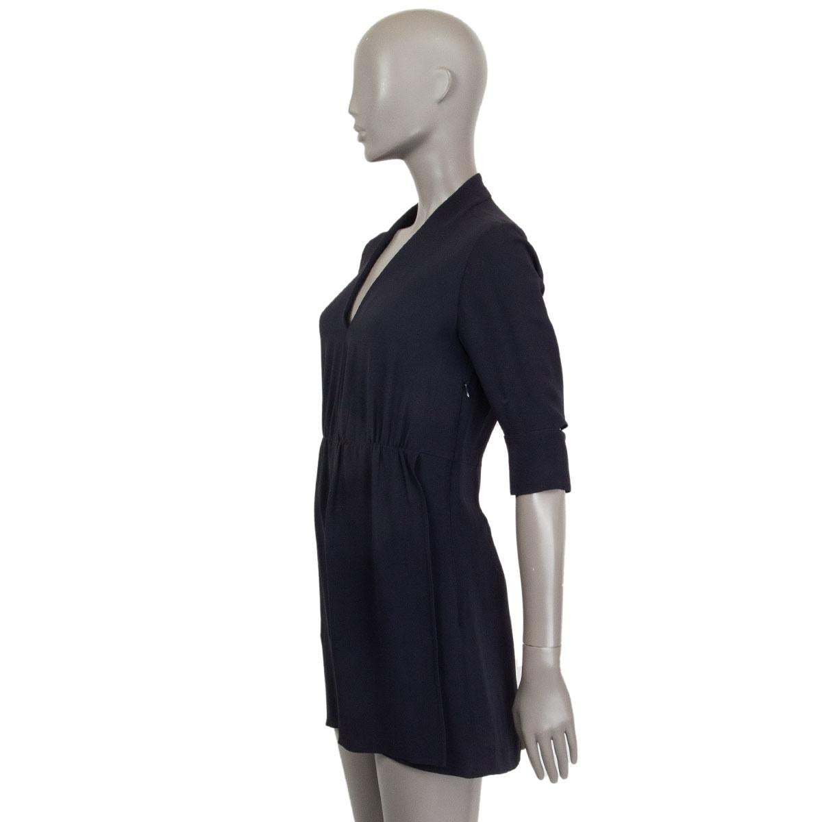 Black STELLA MCCARTNEY midnight blue viscose Short Sleeve Mini Dress 40 S For Sale