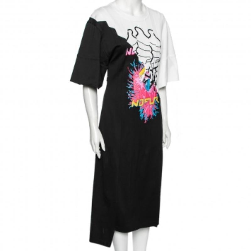 Stella McCartney - Robe sweat-shirt en coton imprimé monochrome M en vente 2