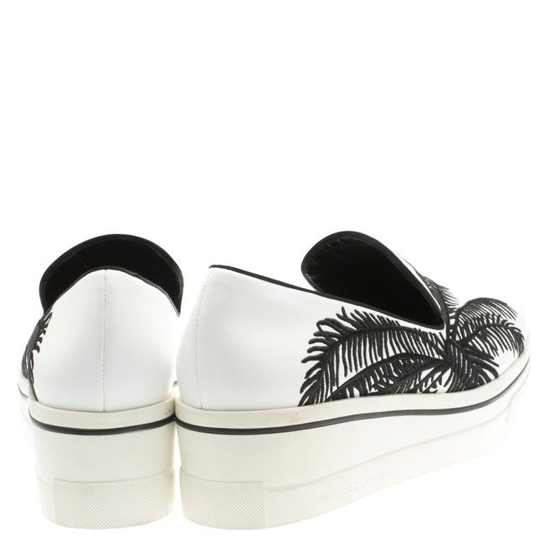 Stella McCartney Monochrome Faux Leather Platform Slip On Sneakers Size 40  For Sale at 1stDibs