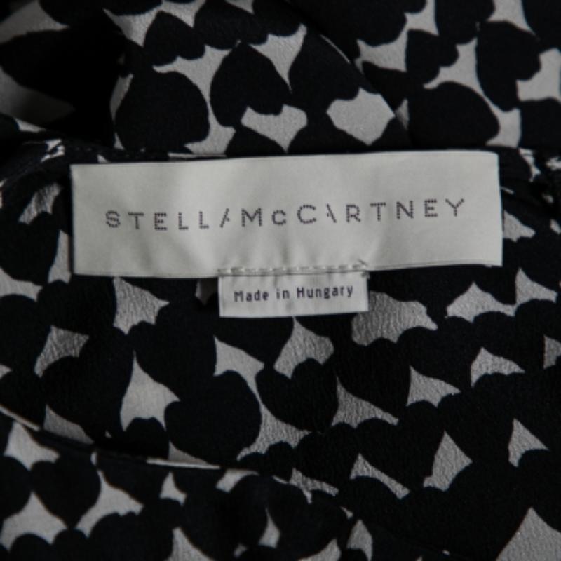 Top à volants en soie imprimé cœur monochrome Stella McCartney M Pour femmes en vente