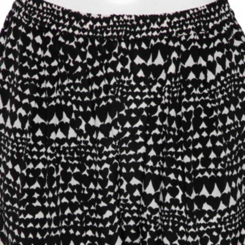 Black Stella McCartney Monochrome Heart Printed Silk Pants M For Sale