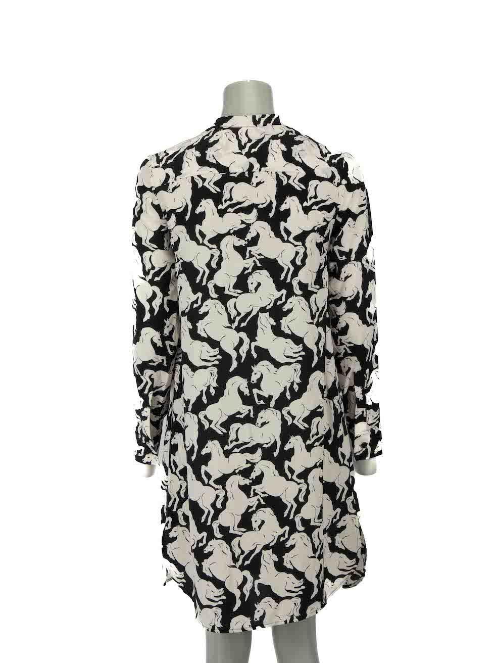 Gray Stella McCartney Monochrome Horse Print Shirt Dress Size XXS