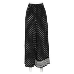 Stella McCartney Monochrome Polka Dotted Silk Wide Leg Pants S