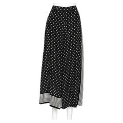 Stella McCartney Monochrome Polka Dotted Silk Wide Leg Pants S