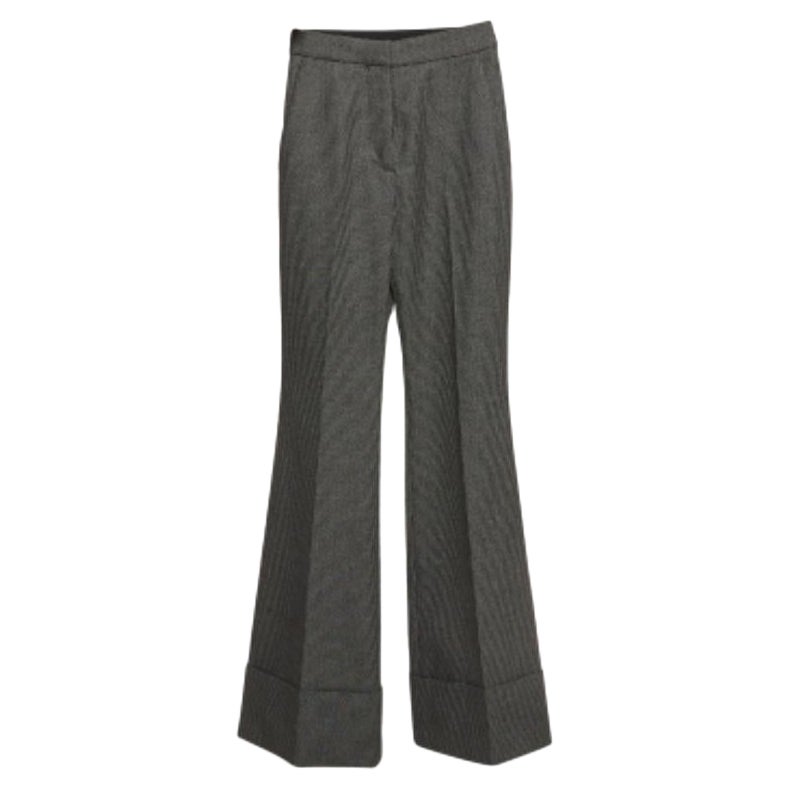 Stella McCartney Pantaloni con fondo svasato in lana e cotone monocromatici XXS in vendita