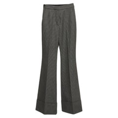 Stella McCartney Pantaloni con fondo svasato in lana e cotone monocromatici XXS