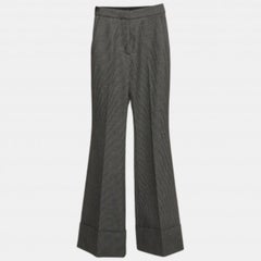 Stella McCartney Pantaloni con fondo svasato in lana e cotone monocromatici XXS