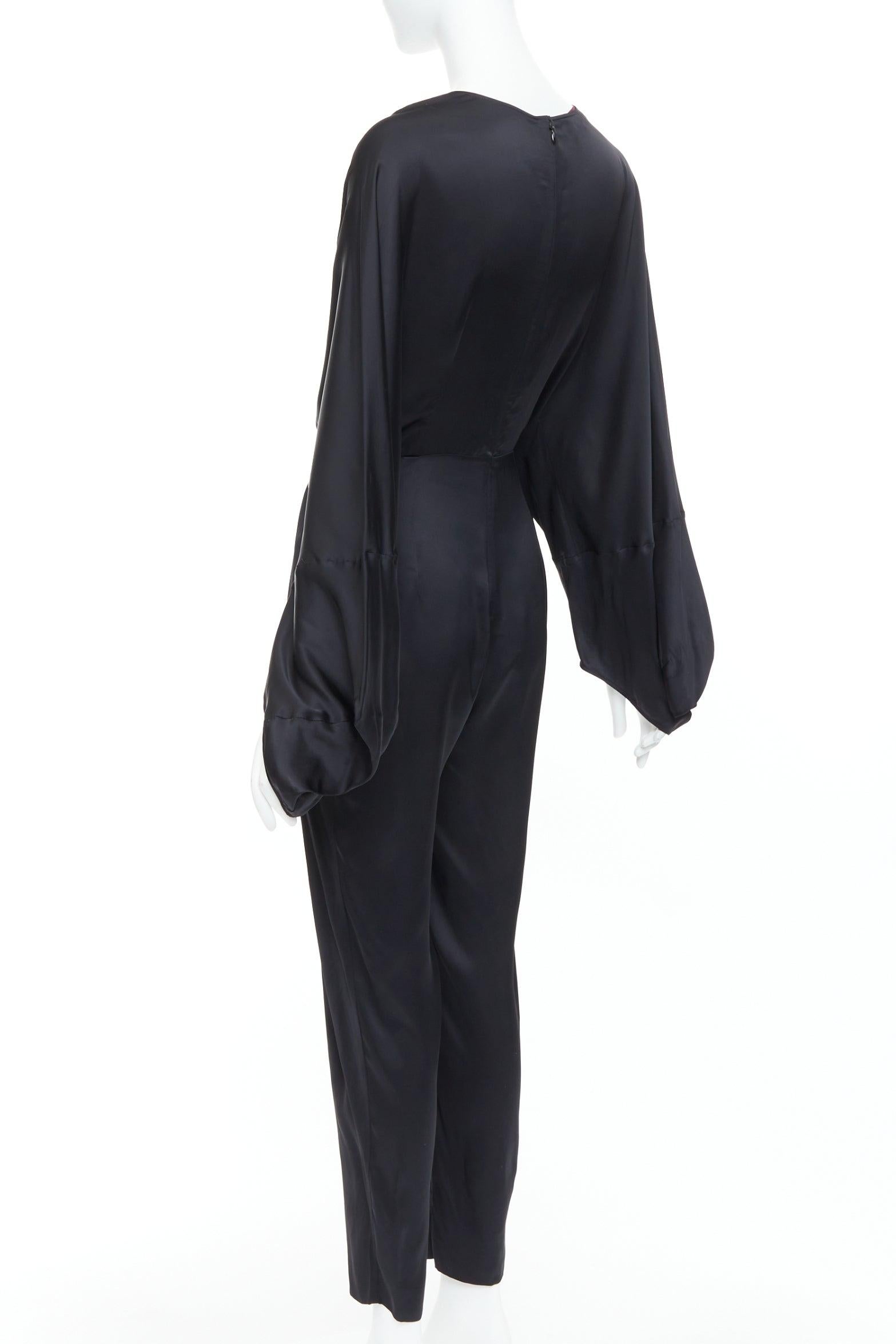 STELLA MCCARTNEY Morgan black silky pleated plunge jumpsuit IT34 XXS Alicia Keys For Sale 1