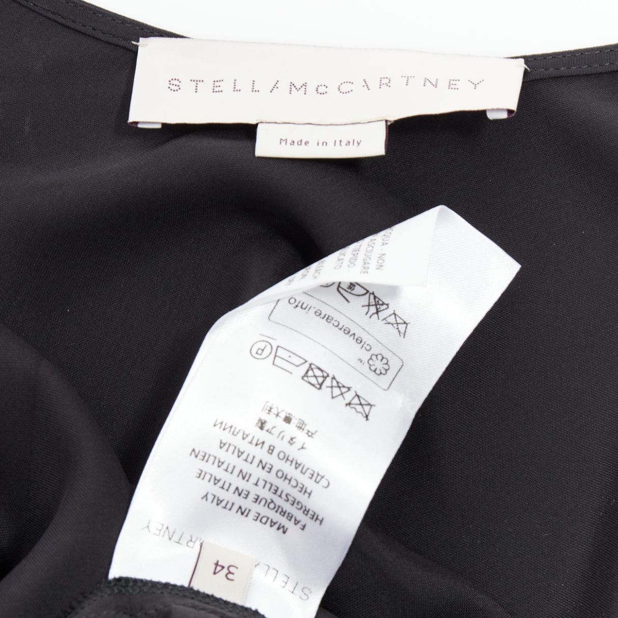 STELLA MCCARTNEY Morgan black silky pleated plunge jumpsuit IT34 XXS Alicia Keys For Sale 3