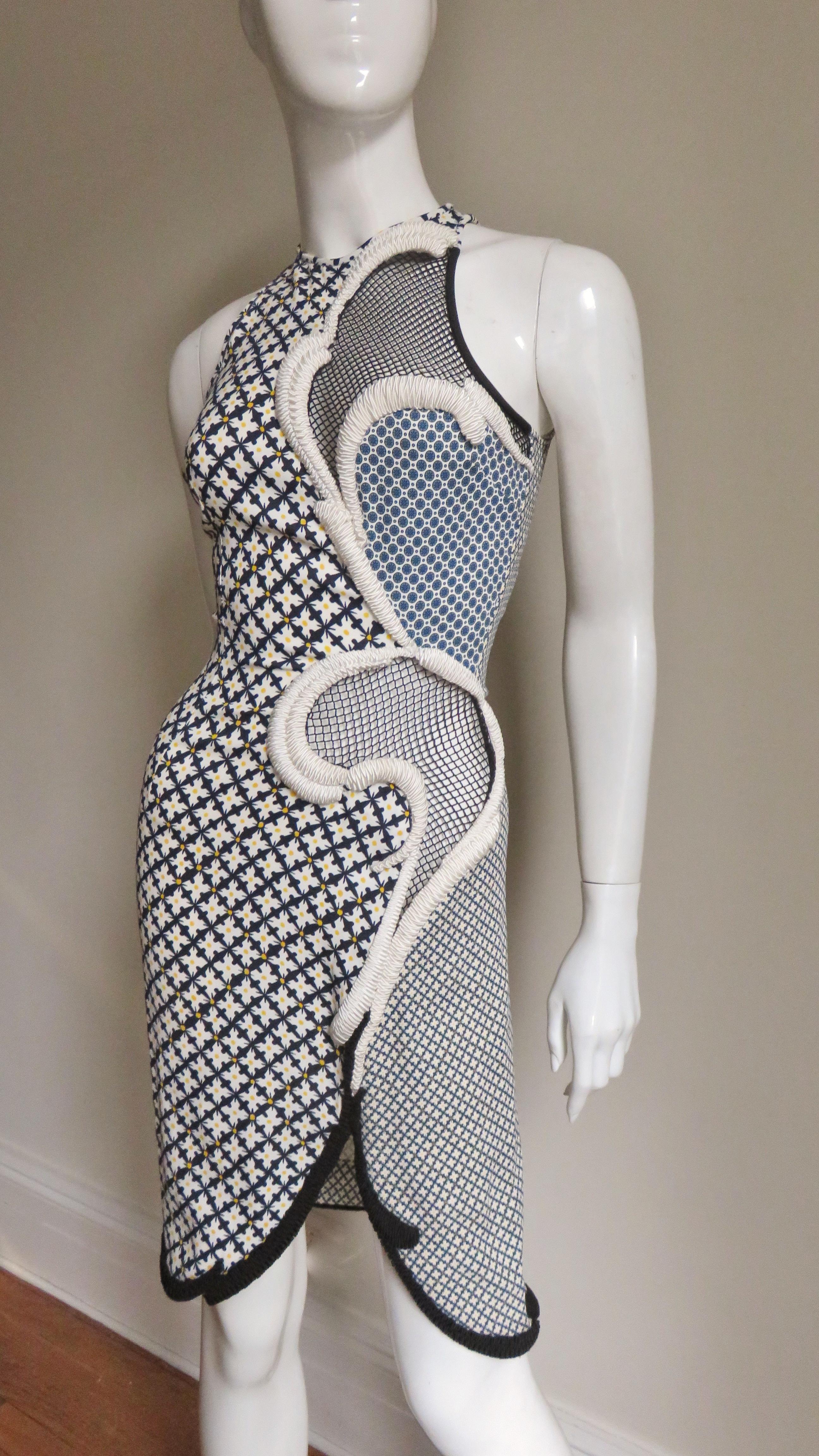 Gray Stella McCartney New Mixed Pattern Ad Campaign Cut out Dress