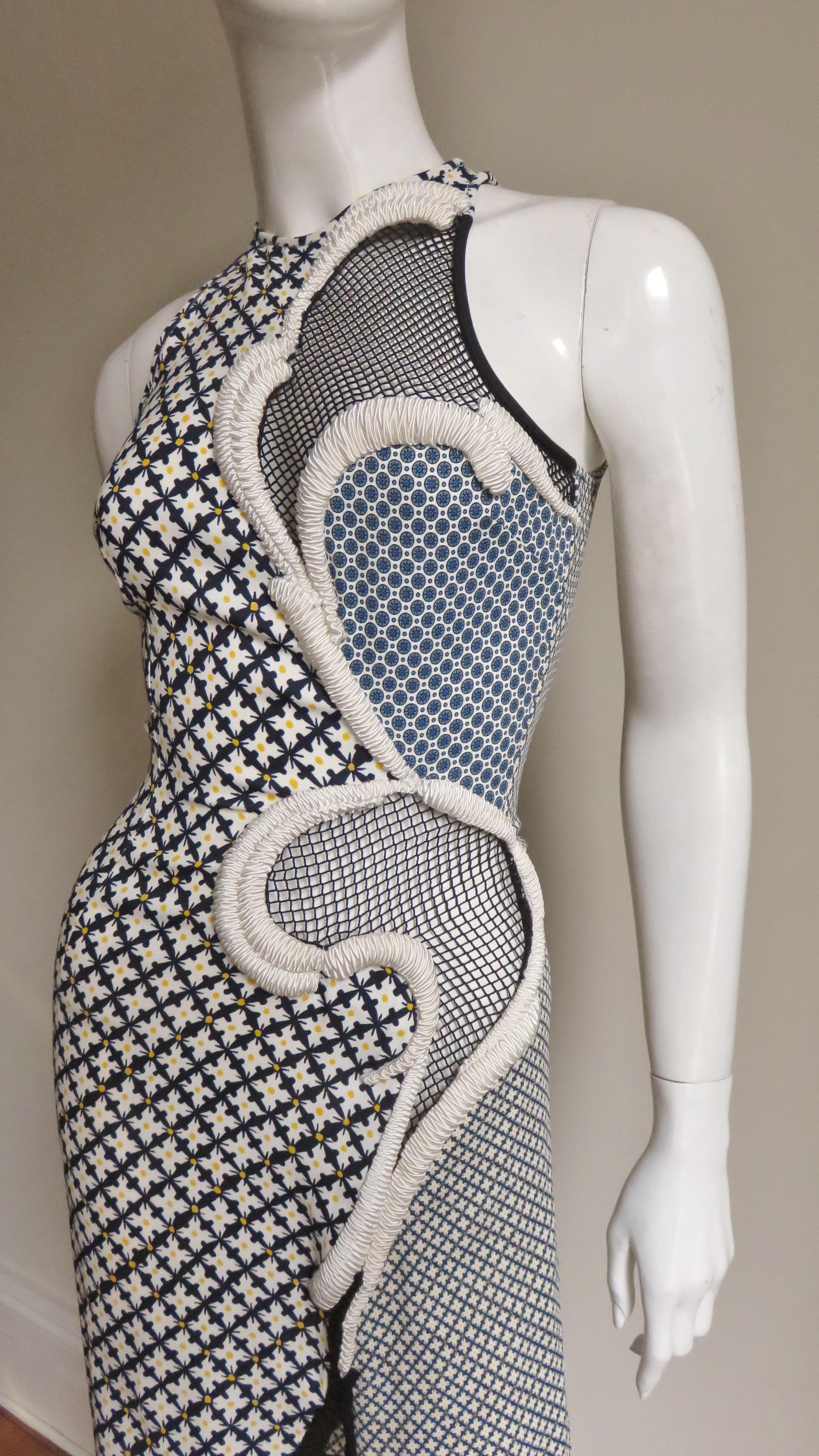 Stella McCartney New Mixed Pattern Ad Campaign Cut out Dress In New Condition In Water Mill, NY