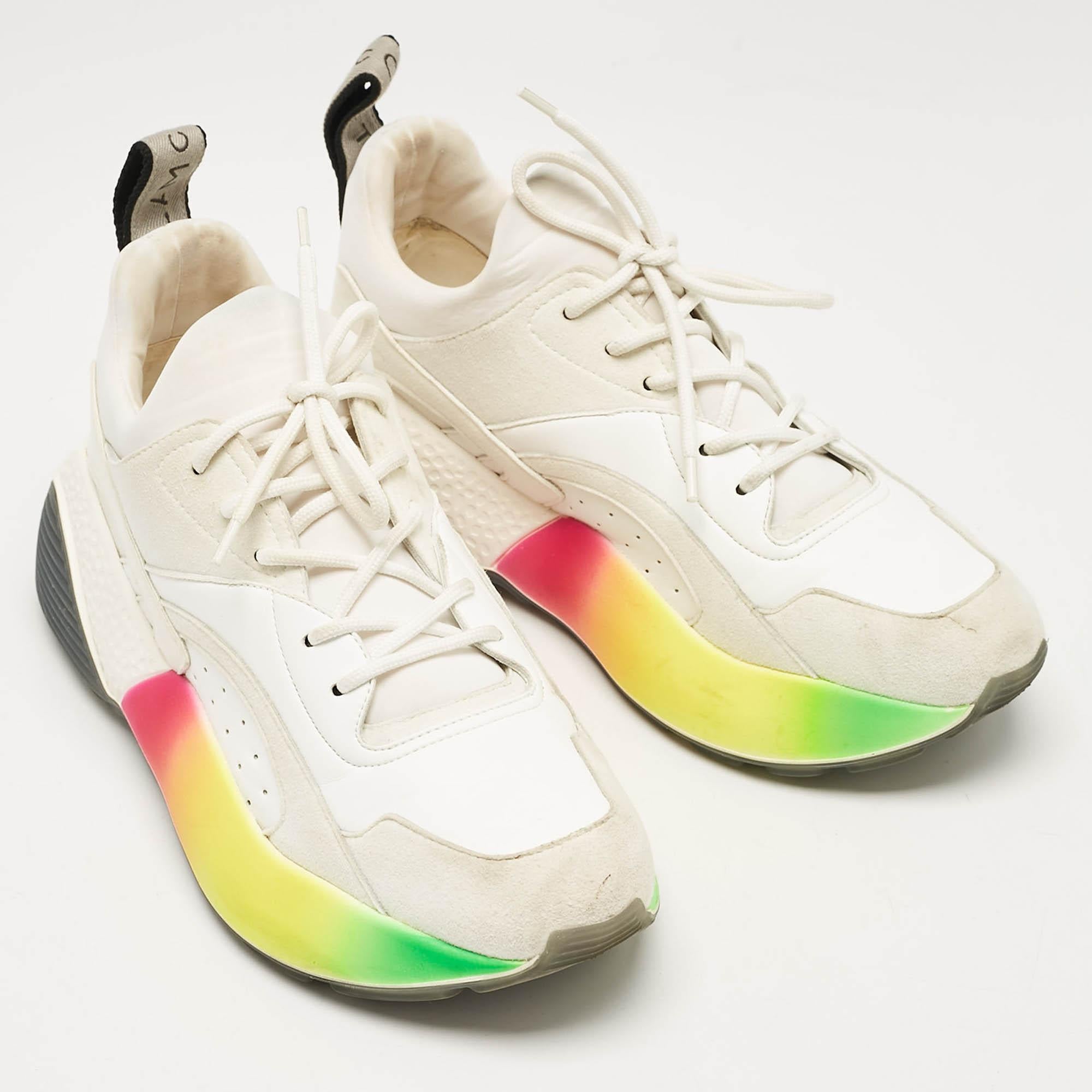 Stella McCartney Baskets Eclypse multicolores en faux cuir à lacets, taille 38 en vente 1