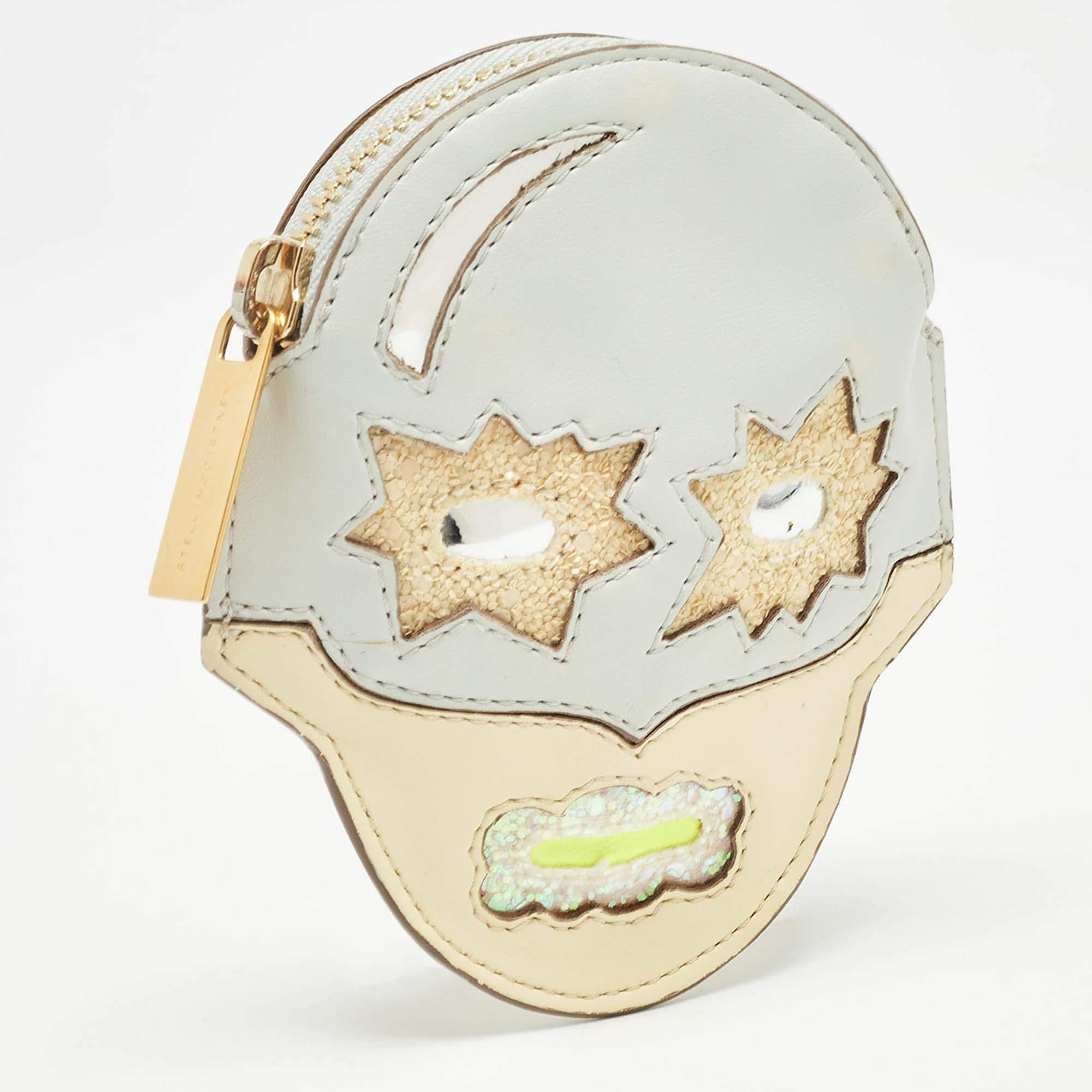 Beige Stella McCartney Multicolor Faux Leather Superhero Coin Purse For Sale
