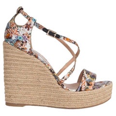 TABITHA SIMMONS Mehrfarbige SATIN RAFFIA PLATFORM WEDGE Sandalen Schuhe 38