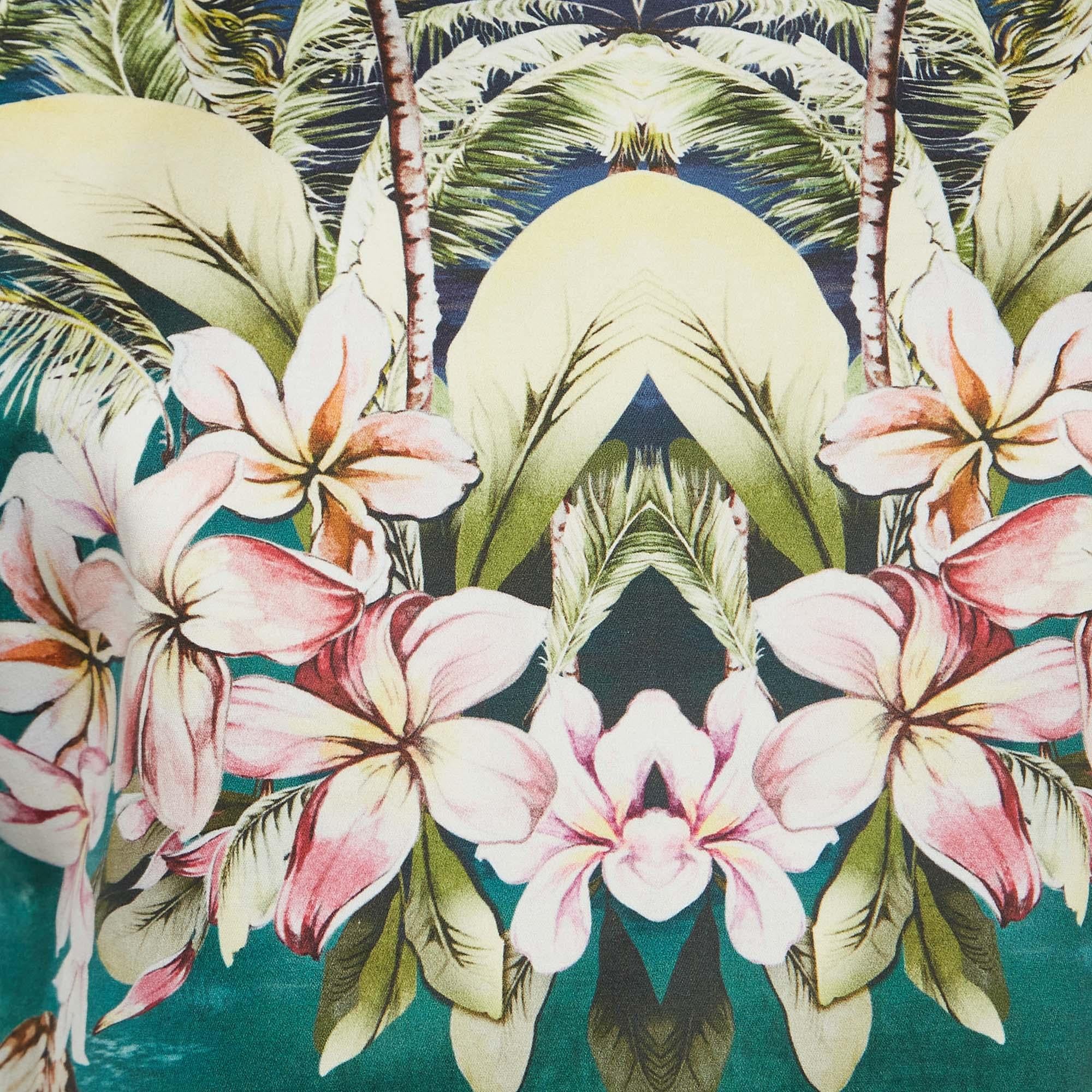 Stella McCartney Multicolor Hawaiian Print Cotton Buttoned Back Detail Top S In Excellent Condition For Sale In Dubai, Al Qouz 2